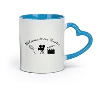 DEBINGY ceramica Tazze da tè e caffè eleganti Benvenuti al nostro cinema, cartello con proiettore cinematografico （11oz/320ml） Ristorante, ufficio Blu