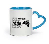 DEBINGY ceramica Tazze da tè e caffè eleganti Citazioni dei giocatori abituali del gioco Eat Sleep Game （11oz/320ml） Regalo per uomo o donna Blu