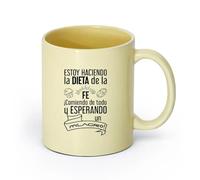 DEBINGY ceramica Tazze da tè e caffè eleganti Estoy Haciendo La Dieta De La Fe Ristorante di cucina spagnola （11oz/320ml） per casa e ufficio Beige