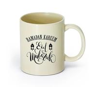 DEBINGY ceramica Tazze da tè e caffè eleganti Festival musulmano Ramadan Cultura musulmana Eid Mulabak （11oz/320ml） Un bel regalo di Natale Giallo chiaro