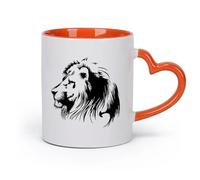 DEBINGY ceramica Tazze da tè e caffè eleganti Leone africano, animale selvaggio della giungla, bambini （11oz/320ml） Ideale per casa e ufficio Arancione