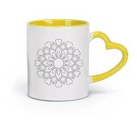 DEBINGY ceramica Tazze da tè e caffè eleganti motivi geometrici d'amore per adulti e design mandala vibrante （11oz/320ml） per ufficio, casa Giallo