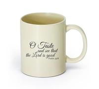 DEBINGY ceramica Tazze da tè e caffè eleganti Salmo 34:8 “Cristiani, gustate e vedete quanto è buono il Signore （11oz/320ml） per casa e ufficio Giallo chiaro