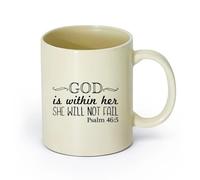 DEBINGY ceramica Tazze da tè e caffè eleganti Salmo 46:5 Con Dio nel suo cuore non verrà mai meno （11oz/320ml） Tazze da caffè in ceramica per casa o lavoro Giallo chiaro