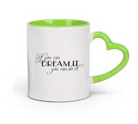 DEBINGY ceramica Tazze da tè e caffè eleganti Se puoi sognarlo, puoi farlo - Incontri motivazionali per bambini （11oz/320ml） per uomo e donna Verde