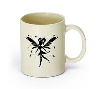 DEBINGY ceramica Tazze da tè e caffè eleganti una silhouette di ballerina impostata clipart su un （11oz/320ml） e bevande calde, espresso Giallo chiaro