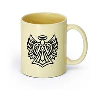 DEBINGY ceramica Tazze da tè e caffè eleganti un'icona in stile glifo del simbolo dell'angelo sacro （11oz/320ml） e bevande calde, espresso Beige