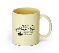 DEBINGY ceramica Tazze da tè e caffè Italiano: Giovanni 6:35 Versetti della Bibbia Cucina Io sono il pane della vita Cristiano Gesù （11oz/320ml） Bar o regalo Beige