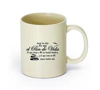 DEBINGY ceramica Tazze da tè e caffè Italiano: Giovanni 6:35 Versetti della Bibbia Cucina Io sono il pane della vita Cristiano Gesù （11oz/320ml） Bar o regalo Giallo chiaro