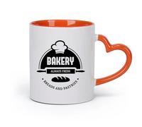 DEBINGY ceramica Tazze da tè e caffè Logo del panificio per pane fresco e pasticceria Logo del panificio per pane fresco （11oz/320ml） per espresso Arancione