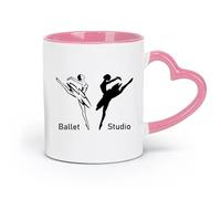 DEBINGY ceramica Tazze da tè e caffè Logo dello studio di danza classica Ballerina sulle punte Studio di danza （11oz/320ml） per ufficio, casa Rosa