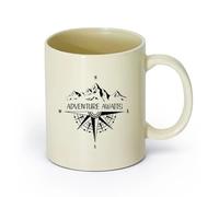 DEBINGY ceramica Tazze da tè e caffè Mountain Compass Campeggio Camper Caravan Auto Avventura Aspettando Viaggio Esplora （11oz/320ml） per casa e ufficio Giallo chiaro