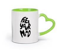 DEBINGY ceramica Tazze da tè e caffè Scritte a mano retrò anni '70, tipografia groovy e scarabocchio che trasmettono la tua mente （11oz/320ml） per casa e ufficio Verde