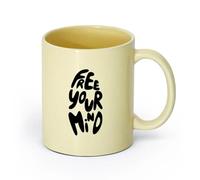 DEBINGY ceramica Tazze da tè e caffè Scritte a mano retrò anni '70, tipografia groovy e scarabocchio che trasmettono la tua mente （11oz/320ml） per casa e ufficio Beige
