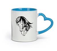 DEBINGY ceramica Tazze da tè e caffè Testa di cavallo dei cartoni animati, animale della giungla, unicorno che gioca （11oz/320ml） per uomo e donna Blu