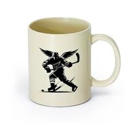DEBINGY ceramica Tazze da tè e caffè un dinamico giocatore di hockey su ghiaccio con silhouette in azione sul campo （11oz/320ml） per casa o lavoro Giallo chiaro