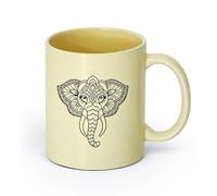 DEBINGY ceramica Tazze da tè e caffè un disegno mandala dettagliato che forma la forma di un elefante con motivi decorati che riempiono il （11oz/320ml） per casa e ufficio Beige