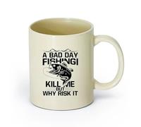 DEBINGY ceramica Tazze da tè e caffè una brutta giornata di pesca mi uccide ma perché rischiare? tipografia grafica di pesca （11oz/320ml） per espresso Giallo chiaro