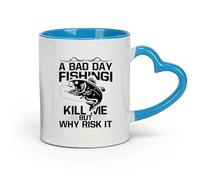 DEBINGY ceramica Tazze da tè e caffè una brutta giornata di pesca mi uccide ma perché rischiare? tipografia grafica di pesca （11oz/320ml） per espresso Blu