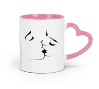 DEBINGY ceramica Tazze e tazzine alla moda Bacio romantico tra amanti che si baciano uomo donna coppia （11oz/320ml） Uso in bar o ristorante Rosa