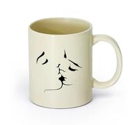 DEBINGY ceramica Tazze e tazzine alla moda Bacio romantico tra amanti che si baciano uomo donna coppia （11oz/320ml） Uso in bar o ristorante Giallo chiaro