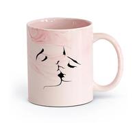 DEBINGY ceramica Tazze e tazzine alla moda Bacio romantico tra amanti che si baciano uomo donna coppia （11oz/320ml） Uso in bar o ristorante Rosa marmo