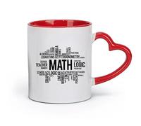 DEBINGY ceramica Tazze e tazzine alla moda Nuvola di parole di matematica Laboratorio scientifico scolastico （11oz/320ml） per uomo e donna Rosso