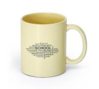 DEBINGY ceramica Tazze e tazzine alla moda Nuvola di parole sulla scuola, ricerca di citazioni sull'istruzione （11oz/320ml） Bar o regalo Beige