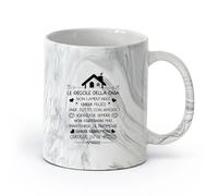 DEBINGY ceramica Tazze e tazzine alla moda Regole della famiglia italiana Amore Credi Risata Cucina ispiratrice （11oz/320ml） Bar o regalo Nero marmo