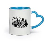 DEBINGY ceramica Tazze e tazzine alla moda Scuola per bambini del castello dei cartoni animati （11oz/320ml） Tazze da caffè in ceramica per casa o lavoro Blu