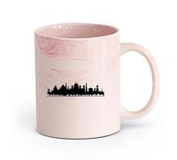 DEBINGY ceramica Tazze e tazzine alla moda silhouette dello skyline della città di agra india con edifici （11oz/320ml） Ottimo regalo per gli innamorati Rosa marmo