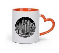 DEBINGY ceramica Tazze grandi da tè, caffè e cioccolata calda di uno skyline cittadino （11oz/320ml） Lavabile in lavastoviglie, adatto al microonde, per ufficio e casa Arancione