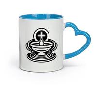 DEBINGY ceramica Tazze grandi da tè, caffè e cioccolata calda simbolo dell'acqua santa （11oz/320ml） Regalo divertente per amanti del caffè, migliori amici, colleghi e amici Blu