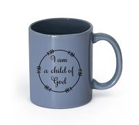 DEBINGY ceramica Tazze grandi da tè, caffè e cioccolata calda Sono un figlio di Dio （11oz/320ml） Elegante e resistente - Adatto al microonde e alla lavastoviglie Blu grigio