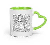 DEBINGY ceramica Tazze grandi da tè, caffè e cioccolata calda una bellissima sirena （11oz/320ml） per caffè, zuppa, tè, latte, latte macchiato, cioccolata calda, donna, uomo Verde