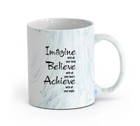 DEBINGY ceramica Tazze grandi per bevande calde Immagina, credi, realizza, logo, sala giochi （11oz/320ml） Perfetto per cucine, ristoranti e bar, ottima idea regalo Blu marmo