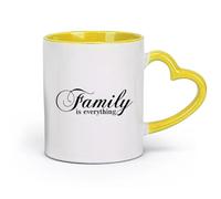 DEBINGY ceramica Tazze grandi per bevande calde La famiglia è tutto - Slogan inglese （11oz/320ml） per caffè, zuppa, tè, latte, latte macchiato, cioccolata calda, donna, uomo Giallo