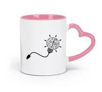 DEBINGY ceramica Tazze grandi per bevande calde Ricerca scientifica sul cervello tramite USB （11oz/320ml） Cappuccino, latte macchiato, tè, espresso Rosa