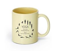 DEBINGY ceramica Tazze grandi per bevande calde Studio di yoga Saluto al sole （11oz/320ml） matrimoni, compleanni, regali per donne, festa del papà, mamma, ragazze, ragazzi Beige