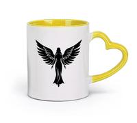 DEBINGY ceramica Tazze grandi per bevande calde una sagoma di un angelo con le ali （11oz/320ml） per caffè, zuppa, tè, latte, latte macchiato, cioccolata calda, donna, uomo Giallo