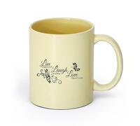 DEBINGY ceramica Tazze grandi per bevande calde Vita Amore Risata Famiglia Farfalla （11oz/320ml） Caffè, tè, latte macchiato, latte, cacao, succhi di frutta e altre bevande calde Beige