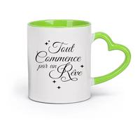 DEBINGY ceramica Tazze in ceramica per caffè, latte e tè Al via la campagna francese Partiamo da un sogno （11oz/320ml） per caffè, avena, tè, facile da pulire Verde