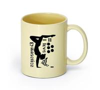 DEBINGY ceramica Tazze in ceramica per caffè, latte e tè Amo la ginnastica, la danza della farfalla （11oz/320ml） e bevande calde, espresso Beige