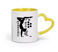 DEBINGY ceramica Tazze in ceramica per caffè, latte e tè Amo la ginnastica, la danza della farfalla （11oz/320ml） e bevande calde, espresso Giallo