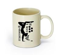 DEBINGY ceramica Tazze in ceramica per caffè, latte e tè Amo la ginnastica, la danza della farfalla （11oz/320ml） e bevande calde, espresso Giallo chiaro