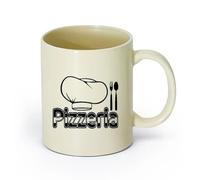 DEBINGY ceramica Tazze in ceramica per caffè, latte e tè Cappello da cuoco con logo della pizzeria （11oz/320ml） per tè, caffè, latte, cappuccino Giallo chiaro