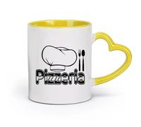 DEBINGY ceramica Tazze in ceramica per caffè, latte e tè Cappello da cuoco con logo della pizzeria （11oz/320ml） per tè, caffè, latte, cappuccino Giallo