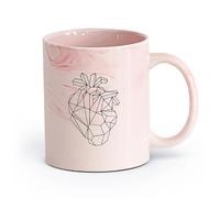 DEBINGY ceramica Tazze in ceramica per caffè, latte e tè Cuore d'amore geometrico nordico （11oz/320ml） Caffè, tè, latte macchiato, latte, cacao, succhi di frutta e altre bevande calde Rosa marmo
