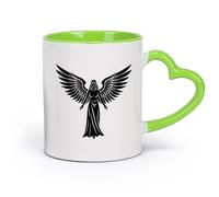 DEBINGY ceramica Tazze in ceramica per caffè, latte e tè disegni astratti di sagome di angeli （11oz/320ml） per bevande calde, latte macchiato, cappuccino Verde