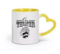 DEBINGY ceramica Tazze in ceramica per caffè, latte e tè Il nostro marchio di teatro e cinema （11oz/320ml） Cappuccino, latte macchiato, tè, espresso Giallo